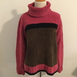 Columbia fuzzy turtleneck sweater pink small